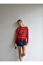 Off shoulder striped knit sweater - 3