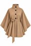 Camel Belted Cape Trench Coat - 3405