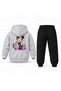 Kpop Demon Hunters Zoey Hearted Greetings Printed Children's Hooded Sweatshirt Set
