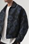 Bloomriot Leather Collared Floral Jacquard Zippered Men's Coat - 2