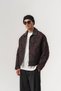 Bloomriot Leather Collared Floral Jacquard Zippered Men's Coat