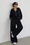 Women's Tracksuit Set Hooded Zipper Long Batwing Sleeves Drop Shoulder Elastic Waist and Lace-Up Pocket