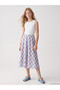 Vizyon New Season Blue Elastic Waist Plaid Patterned Girls' Skirt - 2