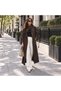 Women's Oversize High Collar Snap Fastener Belted Long Trench Coat Mta2062 - 2