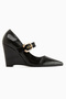 Jody Black Buckle Detailed Pointed Toe Women's Heeled Shoes - 2