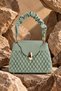 Nia Women's Faux Leather Quilted Patterned Drawstring Strap Handbag Mint Green - 2