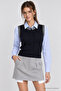 Staple Detailed Knitwear Vest 4391 Lki̇0073 Dark Blue - 3