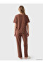 Ozmarka New Season Brown Crew Neck Patterned Women's Pajama Set - 4