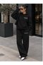 Unisex Women's and Men's Minimal Nope Printed Winter Sweatshirt and Baggy Sweatpants Set - 3