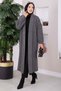 Shawl Collar Patterned Long Knitwear Cardigan Anthracite