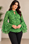 Ag Country Large Size Leopard Print 3 Layer Flounce Sleeve Blouse - 6