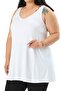 Plus Size V-Neck Flared Cut Long White Blouse - 5