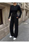 Women's Blouse with Tie Detail at the Back and Wide-Legged Trousers Two-Piece Set - 3