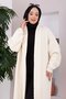 Shawl Collar Patterned Long Knitwear Cardigan Ecru - 2