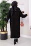 Shawl Collar Patterned Long Knitwear Cardigan Black - 4