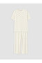 Özmarka New Season Ecru Crew Neck Pajama Set for Women - 5