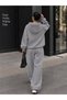 Unisex Women's and Men's Minimal Nope Printed Winter Sweatshirt and Baggy Sweatpants Set - 4