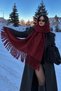 Women's Soft Textured Shawl |   Winter Tasseled Solid Color Scarf - 4