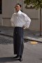 White Stand-Up Collar Bomber Jacket Per9768 - 4