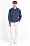 Polo Collar Zippered Long Sleeve Men's Sweater 102101