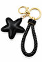 Women's Special Black Crystal Stone Knitted Leather Keychain with Teddy Bear Figure – Stylish and Decorative Key Accessory - 3