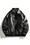 Oversized Men's Black Leather Jacket - 2