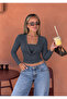 Women's Strapless Long Sleeve Degaje Collar Blouse - 2