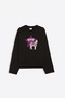 Eazy Unisex Oversize Long Sleeve T-Shirt 100% Cotton Black Love Horse Printed Boxy Fit T-Shirt - 4