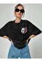 Women's Oversize Panda Printed Black Garalio T-Shirt