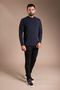 Men's Dark Blue Half-Neck Soft Sweatshirt - 2