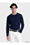 Vizyon New Season Navy Blue Crew Neck Long Sleeve Men's T-Shirt