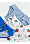 Özmarka New Season Blue Printed Boys' Underpants 3-Piece Set - 2