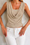 Strapless Top with Draped Collar and Draped Bluz in the Inside - 3
