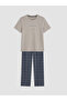 Vizyon New Season Navy Blue Regular Fit Plaid Men's Pajama Set - 5