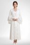 Women's Long Sleeve Guipure Detailed Dressing Gown Nightgown 2-Piece Set 75% Cotton 25% Viscose - 2