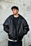 Oversized Men's Black Leather Jacket - 5