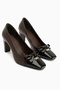 Dina Brown Bow Detailed Women's Heeled Shoes - 4