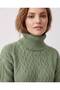 Women's Turtleneck Knitted Patterned Knitwear Tunic Dress - 3