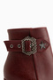 Olena Burgundy Buckle Detailed Heeled Women's Boots - 3