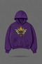 Oversize Moth to Flame Front and Back Printed Hooded Purple Sweatshirt