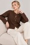 Women's Brown Special Design Authentic Button Detailed Crew Neck Knitwear Cardigan (S/M) - 5