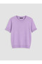 Alita City Lcw Comfort Lilac Knitwear Plain Oval Neck Women's Sweater - 5