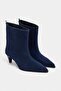 Harper Navy Blue Genuine Suede Pointed Toe Cone Heel Women's Boots - 4