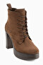 Camia Brown Suede Lace-Up Platform Heeled Women's Boots - 2