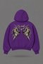 Oversize Angel of Static Front and Back Printed Hooded Purple Sweatshirt - 2
