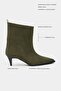 Harper Khaki Genuine Suede Pointed Toe Cone Heel Women's Boots - 2
