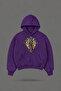 Oversize Split Heart Spider Front and Back Printed Hooded Purple Sweatshirt