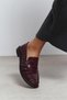 Vesta Burgundy Waterway Crocodile Leather Saddler Drawstring Detail Flat Sole Women's Loafer