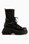 Casey Black Thick Sole Lace-Up Women's Boots