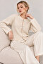Women's Ecru Special Design Authentic Button Detailed Crew Neck Knitwear Cardigan (S/M) - 4